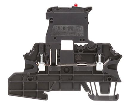 Weidmüller 1162960000 W Series Fused DIN Rail Terminal Black, 2.5mm², 1-Level Fused, Screw