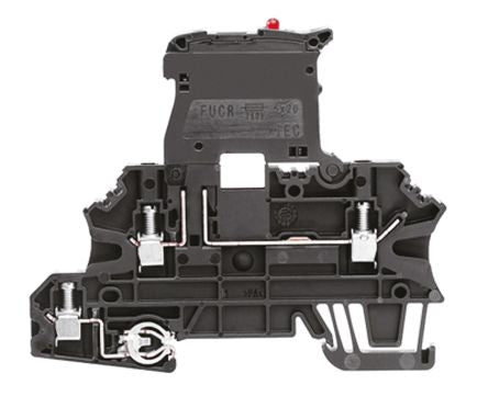 Weidmüller 1163080000 W Series Fused DIN Rail Terminal Black, 2.5mm², 2-Level Fused, Screw