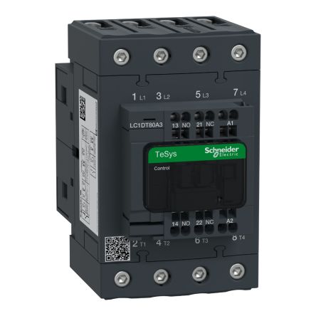 Schneider Electric TeSyS D Contactor, 230V ac Coil, 4-Pole, 80 A, 5.8 W 230V ac, 4 NO, 690V