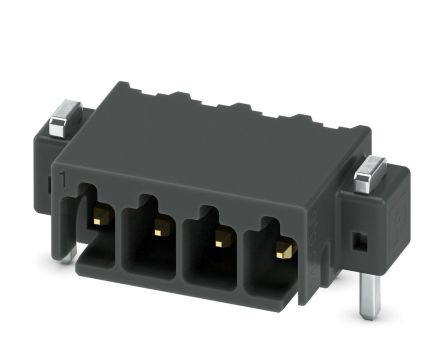 Phoenix Contact MC 0.5/ 4-G-2.54 P20 THR R24 Series Pluggable Terminal Block, 4-Contact, 2.54 mm Pitch, 1 Row, 1821261