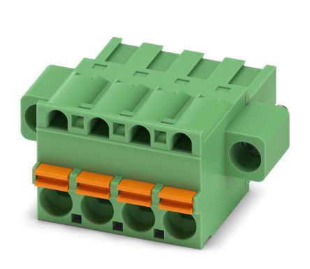Phoenix Contact FKCT 2.5/4-STF Series Pluggable Terminal Block, 4-Contact, 5 mm Pitch, 1 Row, 1909427