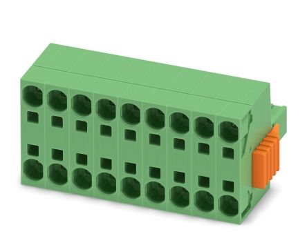 Phoenix Contact TSPC 5/9-STCL-7.62 Series Pluggable Terminal Block, 9-Contact, 7.62 mm Pitch, 1 Row, 1765489