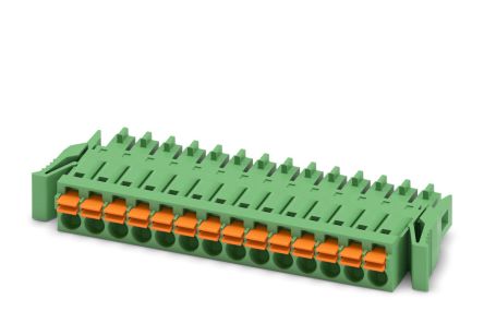 Phoenix Contact FMC 1.5/14-ST-3.5-RF Series Pluggable Terminal Block, 14-Contact, 3.5 mm Pitch, 1 Row, 1952144