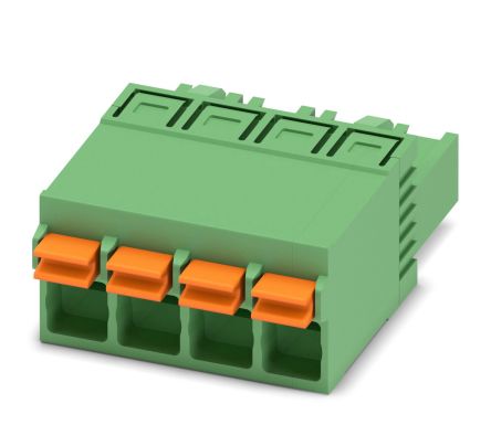 Phoenix Contact FKCN 2.5/4-ST Series Pluggable Terminal Block, 4-Contact, 5 mm Pitch, 1 Row, 1732768