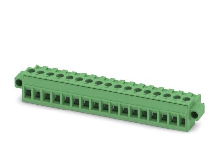 Phoenix Contact MSTBT 2.5/17-STF-5.08 Series Pluggable Terminal Block, 17-Contact, 5.08 mm Pitch, 1 Row, 1919909