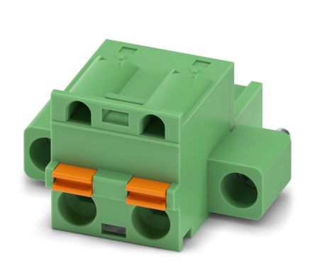 Phoenix Contact GFKC 2.5/2-STF-7.62 Series Pluggable Terminal Block, 2-Contact, 7.62 mm Pitch, 1 Row, 1939743