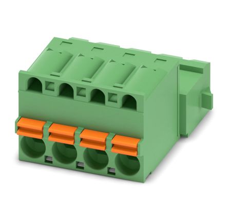 Phoenix Contact FKIC 2.5/4-ST-RN Series Pluggable Terminal Block, 4-Contact, 5 mm Pitch, 1 Row, 1946927
