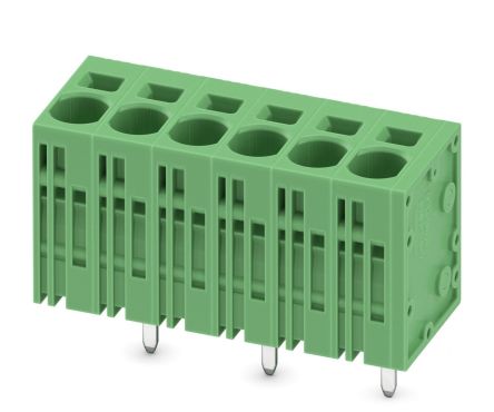 Phoenix Contact SPT 5/6-V-7.5-ZB Series Right Angle PCB Terminal Block, 6 Contact(s), 7.5 mm Pitch, 1 Row