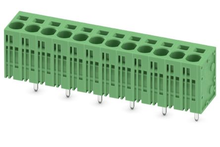 Phoenix Contact SPT 5/12-V-7.5-ZB Series Right Angle PCB Terminal Block, 12 Contact(s), 7.5 mm Pitch, 1 Row