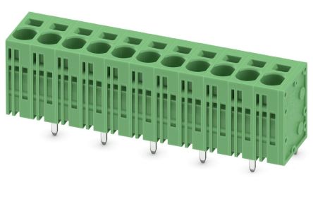 Phoenix Contact SPT 5/11-V-7.5-ZB Series Right Angle PCB Terminal Block, 11 Contact(s), 7.5 mm Pitch, 1 Row