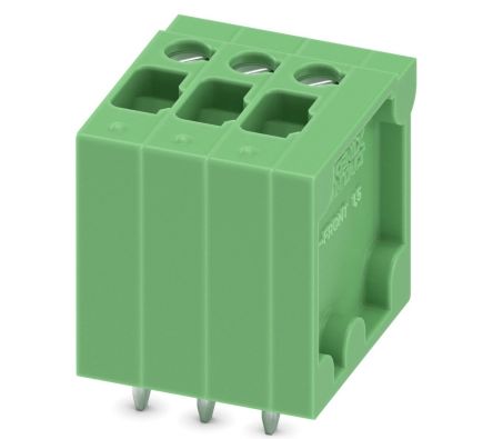 Phoenix Contact FRONT 1.5-V-3.81- 3 Series Right Angle PCB Terminal Block, 3 Contact(s), 3.81 mm Pitch, 1 Row