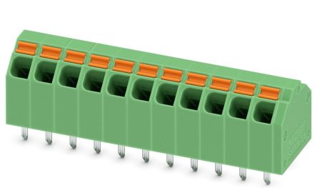 Phoenix Contact SPTA 1.5/11-3.81 Series 45° PCB Terminal Block, 11 Contact(s), 3.81 mm Pitch, 1 Row