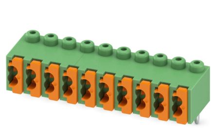 Phoenix Contact FK-MPT 0.5/10-3.5-H Series Horizontal PCB Terminal Block, 10 Contact(s), 3.5 mm Pitch, 1 Row