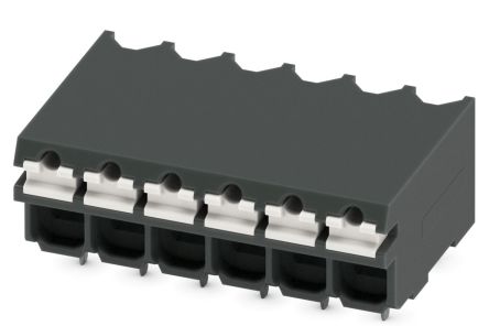 Phoenix Contact SPT-THR 1.5/6-H-3.5 P20 R44 Series Pluggable Terminal Block, 6-Contact, 5 mm Pitch, 1 Row, 1823670