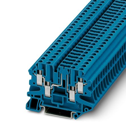 Phoenix Contact 3073076 UT 4-QUATTRO-TG BU Series Disconnect Terminal Block Blue, 0.14mm², 6 mm², 1-Level, Screw