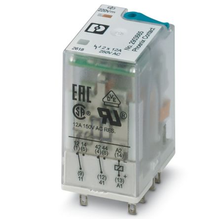 Phoenix Contact Power Relay, 220V dc Coil, 30A Switching Current, DPDT