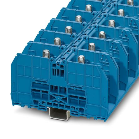 Phoenix Contact 3244616 RBO 10 BU Series Non-Fuse DIN Rail Terminal Blue, 150mm², 6 mm², 1-Level, Bolt, IECEx, EAC Ex,