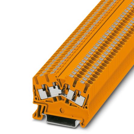Phoenix Contact 3211994 PTS 2.5-QUATTRO OG Series Feed Through Terminal Block Orange, 0.14mm², 4 mm², 1-Level, Push-in