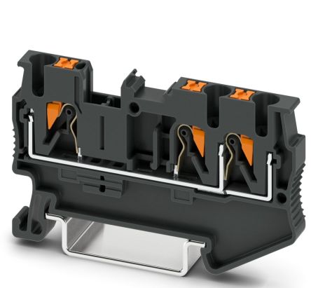 Phoenix Contact 3211252 PT 2.5-TWIN BK Series Feed Through Terminal Block Black, 0.14mm², 4 mm², 2-Level, Push-in, ATEX,