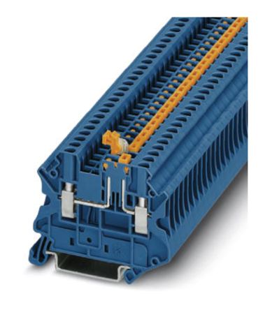 Phoenix Contact 3046553 UT 2.5-MT BU Series Knife Disconnect Terminal Block Blue, 0.14mm², 4 mm², 1-Level, Screw