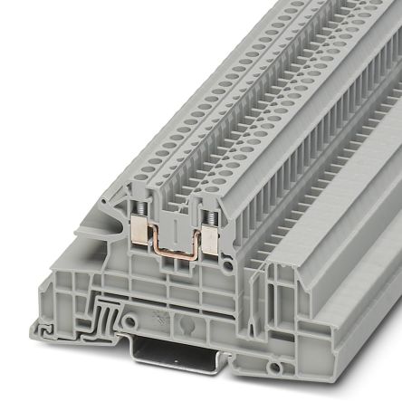 Phoenix Contact 3076034 UTI 2.5-L Series DIN Rail Terminal Block Grey, 0.2mm², 4 mm², 3-Level, Screw