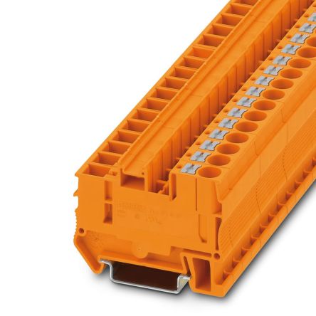 Phoenix Contact 3061762 PT 6/1P OG Series Feed Through Terminal Block Orange, 0.5mm², 10 mm², 1-Level, Push-in