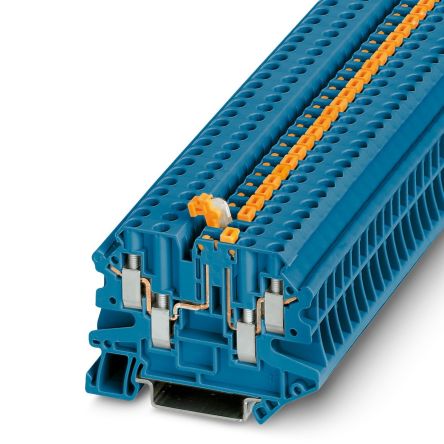 Phoenix Contact 3073063 UT 4-QUATTRO-MT P/P BU Series Knife Disconnect Terminal Block Blue, 0.14mm², 6 mm², 1-Level,