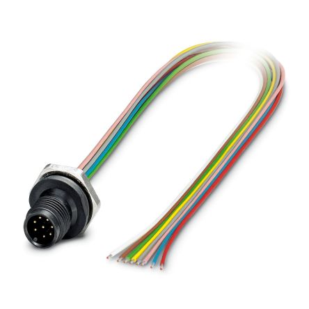 Phoenix Contact Male 6 way M12 to 8 way Free Cable End Sensor Actuator Cable, 500 mm