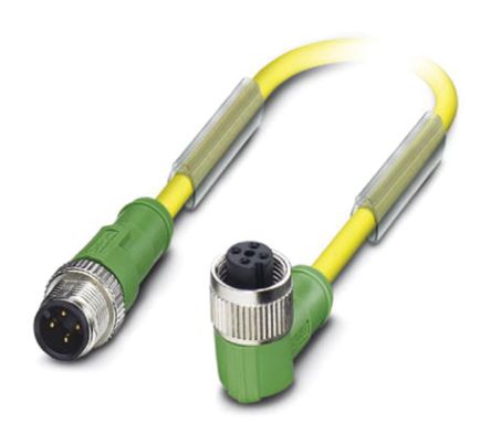 Phoenix Contact Female 4 way Plug to Male 4 way M12 Sensor Actuator Cable, 3 m