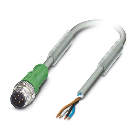 Phoenix Contact Male 4 way M12 to Unterminated 4 way Free Cable End Sensor Actuator Cable, 1.5 m