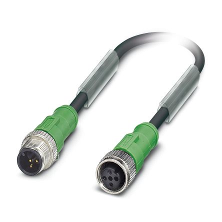 Phoenix Contact Male 3 way M12 to Female 3 way M12 Sensor Actuator Cable, 10 m