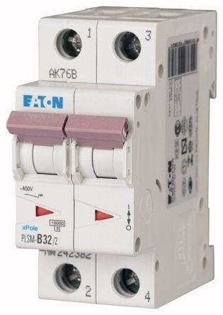 Eaton xPole PLSM Miniature Circuit Breaker, 2-Pole, 32A, Type D, 48 V dc DC, 10 kA Breaking Capacity
