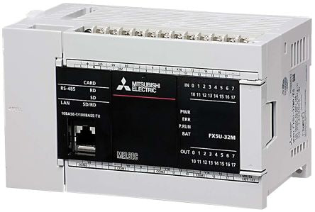 Mitsubishi Electric FX5U Series PLC CPU, Relay, Transistor Output, 16-Input, Sink Input