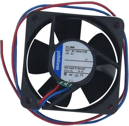 ebm-papst 600 N Series Axial Fan, 24V dc, 56 m³/h, 2.9 W, 0.12 A Max, IP20 60 mm 25.4mm 25.4 mm