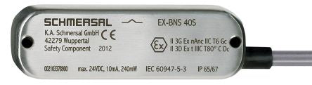 Schmersal EX-BNS 40S Series Magnetic Non-Contact Safety Switch, Stainless Steel Housing, 24V dc, NO, NC, 1 m Cable