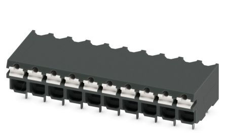 Phoenix Contact SPT-THR 1.5/10-H-3.81 P26 Series PCB Terminal Block, 10-Contact, 3.81 mm Pitch, 1 Row, 1822943