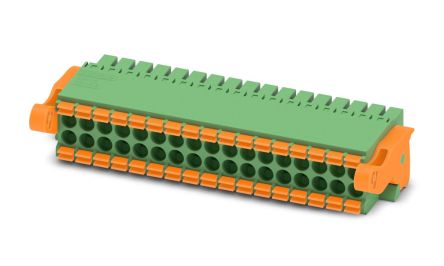 Phoenix Contact DFMC 1.5/17-ST-3.5-LR Series Pluggable Terminal Block, 34-Contact, 3.5 mm Pitch, 1 Row, 1790632