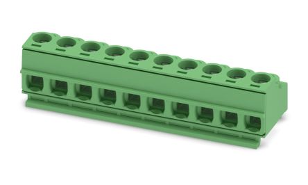 Phoenix Contact PT 1.5/10-PH-5.0 CLIP Series Right Angle Pluggable Terminal Block, 10 Contact(s), 5 mm Pitch, 1 Row