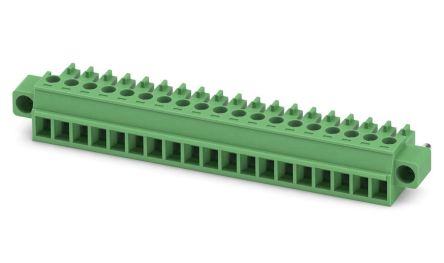 Phoenix Contact MC 1.5/19-STF-3.81 Series PCB Terminal Block, 19-Contact, 3.81 mm Pitch, 1 Row, 1848465