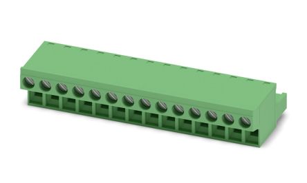 Phoenix Contact FRONT-MSTB 2.5/14-ST-5.08 Series Pluggable Terminal Block, 14-Contact, 5.08 mm Pitch, 1 Row, 1777400