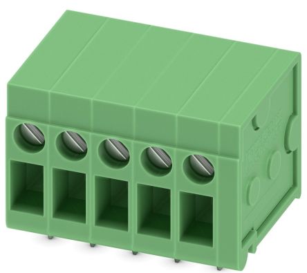 Phoenix Contact FRONT 2.5-H/SA10- 5 Series Horizontal PCB Terminal Block, 5 Contact(s), 5 mm Pitch, 1 Row