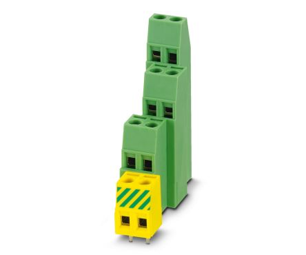 Phoenix Contact MK4DS 1.5/3-5.08-A GNYE Series Horizontal PCB Terminal Block, 3 Contact(s), 5.08 mm Pitch, 1 Row