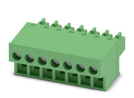 Phoenix Contact FRONT-MC 1.5/7-ST-3.81 Series Pluggable Terminal Block, 7-Contact, 3.81 mm Pitch, 1 Row, 1850712