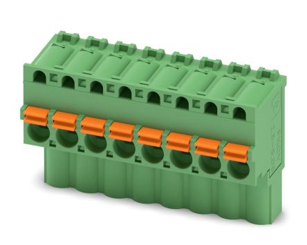 Phoenix Contact FKCVW 2.5/ 8-ST-5.08 Series Pluggable Terminal Block, 8-Contact, 5.08 mm Pitch, 1 Row, 1873715