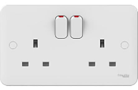 Schneider Electric Lisse White 2 Gang Plug Socket, 13A Indoor, Type G - British