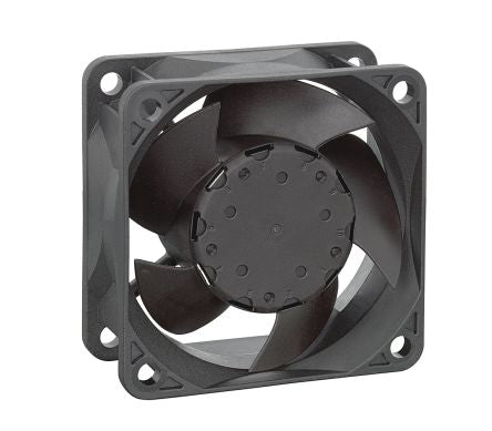 ebm-papst 630 Series Axial Fan, 12V dc, 40 m³/h, 1.8 W, 0.12 A Max, IP68 60 mm 25.4mm 25.4 mm