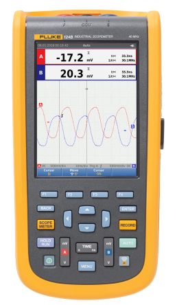 Fluke 124 Series, 40 MHz Handheld Oscilloscope, 2 Channels