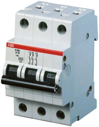 ABB System Pro M Compact S200 Miniature Circuit Breaker, 3-Pole, 6A, Type D, 440V ac AC, 110 V dc DC, 6 kA Breaking