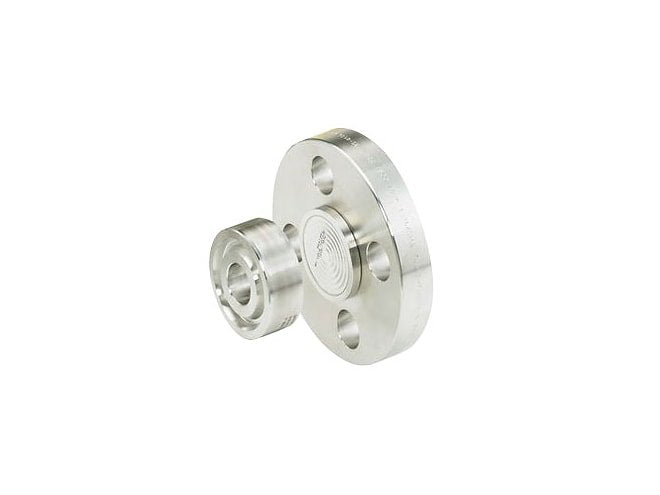 The seal is mounted flush against a raised face process flange with ring type joint (RTJ) gasket surface for 2 or 3 inch line sizes.