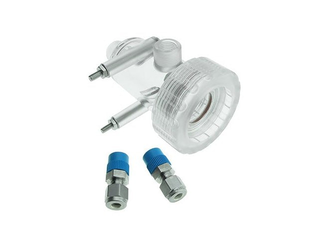 Low flow cell with polycarbonate, polyester, 316 stainless steel & silicon wetted parts.